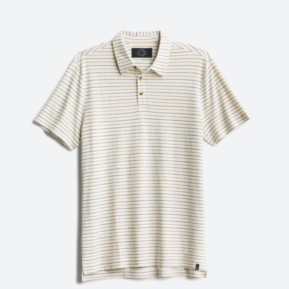 Even Tide Men’s Large Creed Hemp Blend Striped Polo NWT
